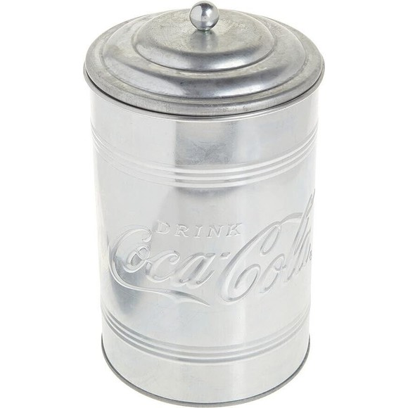 Retro Metal Coca-Cola Logo Tin Steel Canisters Kitchen Storage VTG Style 2pc Set - Picture 3 of 15